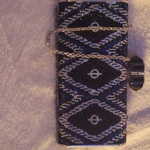 PRISM" SWAROVSKI CRYSTAL BEADED RECTANGULAR FACETED COFFERED CLUTCH